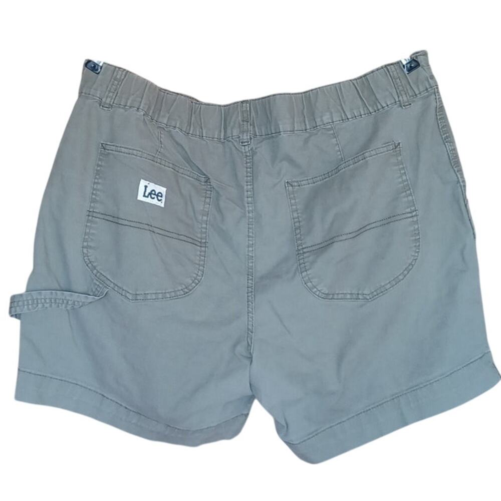 Lee Heritage Shorts Women's 18 Olive Green Carpenter Style Big Pockets Stretchy - Picture 2 of 7